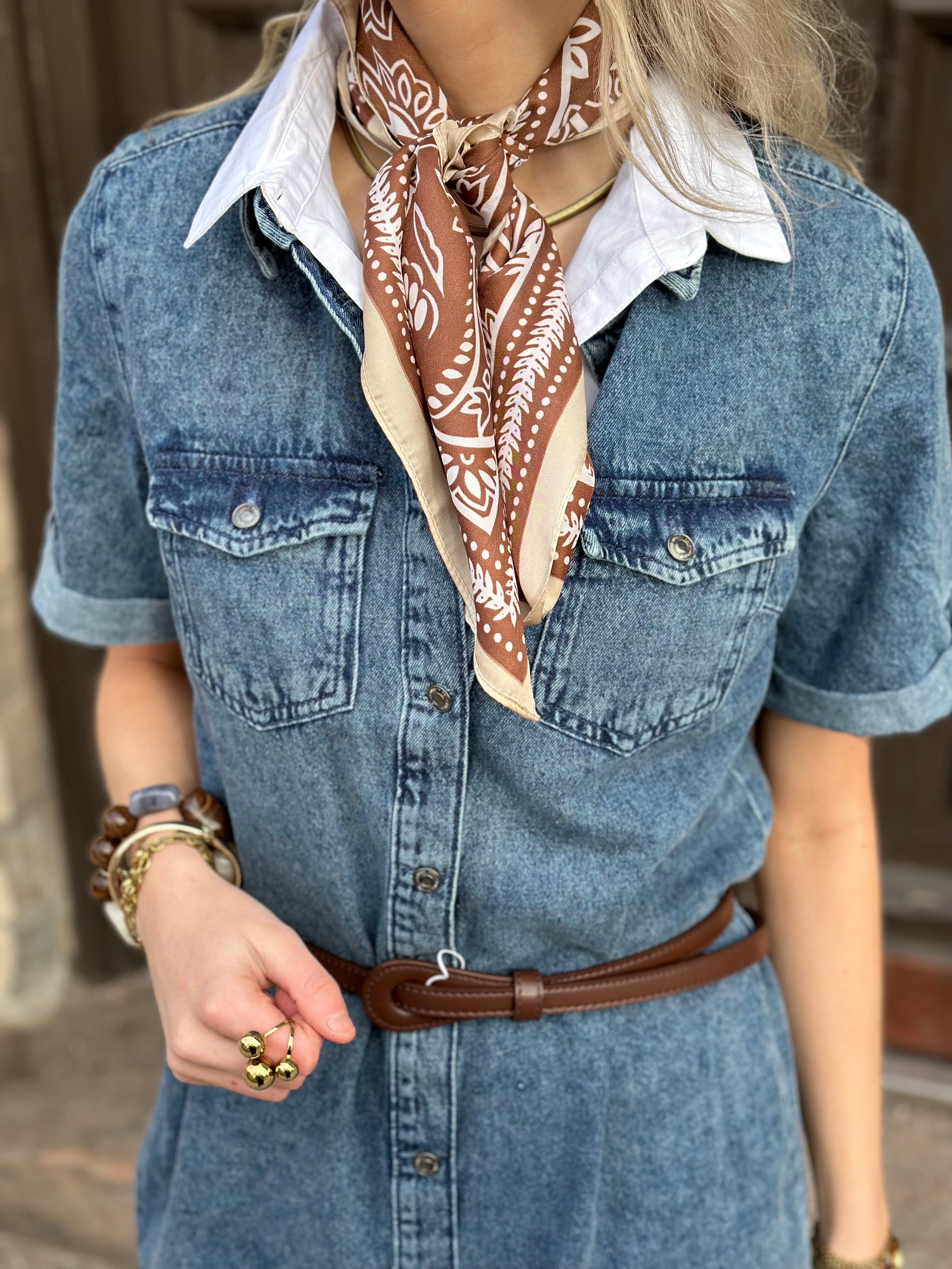 VEROMODA - JENNIE SS SHORT DENIM DRESS - MEDIUM BLUE DENIM