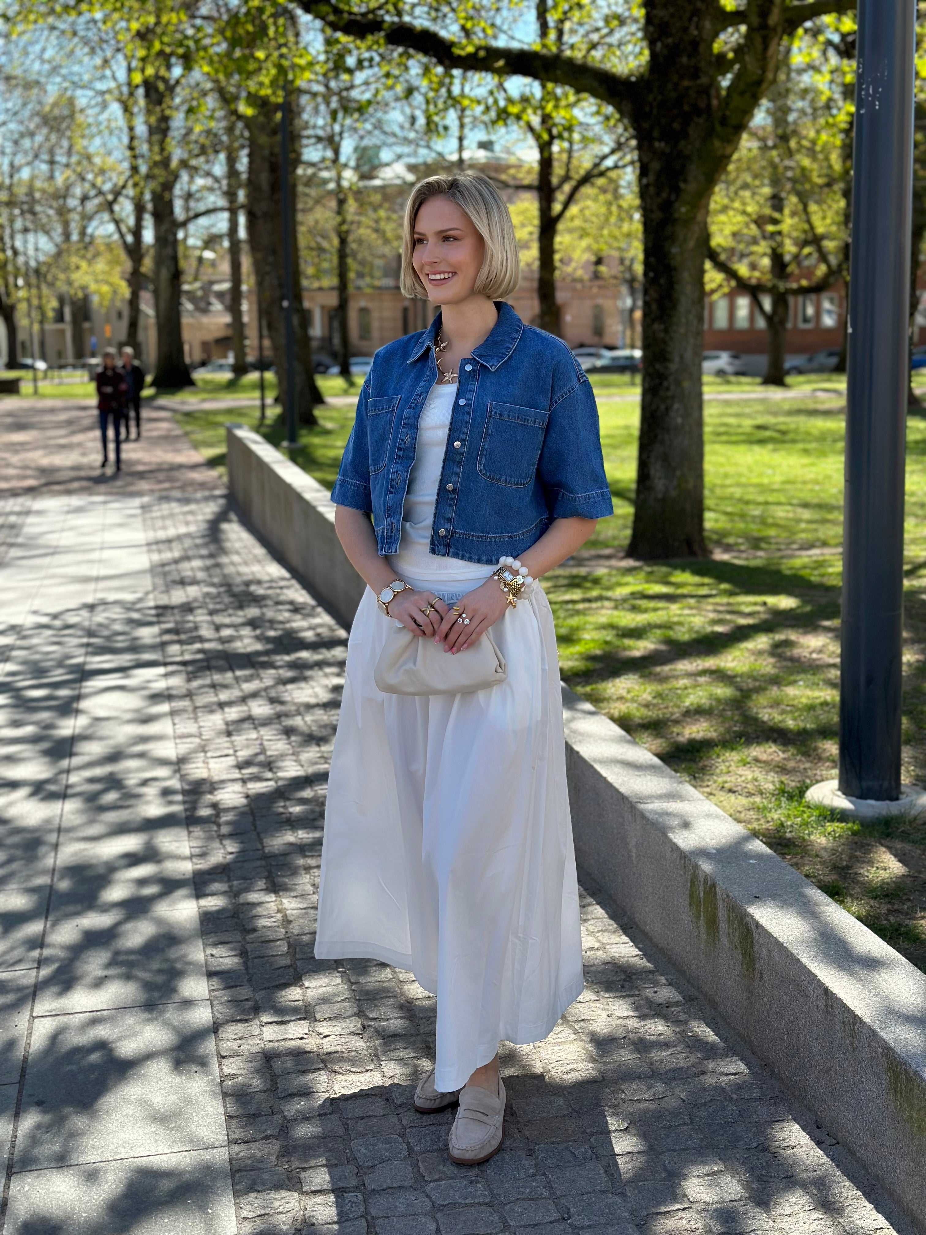 VEROMODA - FRIBA HW GAT LONG SKIRT - SNOW WHITE