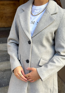 VEROMODA - FORTUNESARA LONG COAT - SILVER MINK/ MELANGE