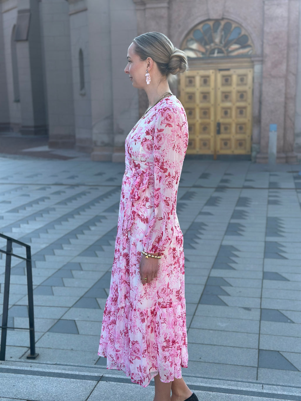 ONLY - MIRIAM LS WRAP MIDI DRESS - PINK MARSHMELLO/PORCELAIN