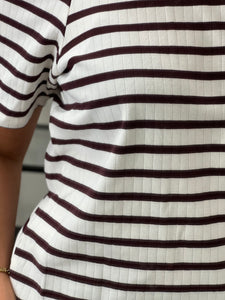 LEVETÉ ROOM - NEDDIE TOP - PLUM/BROWN/WHITE