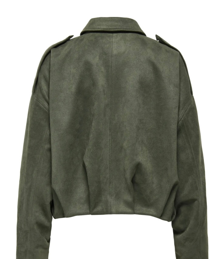 JDY - NIA FAUX SUEDE BAT JACKET - THYME