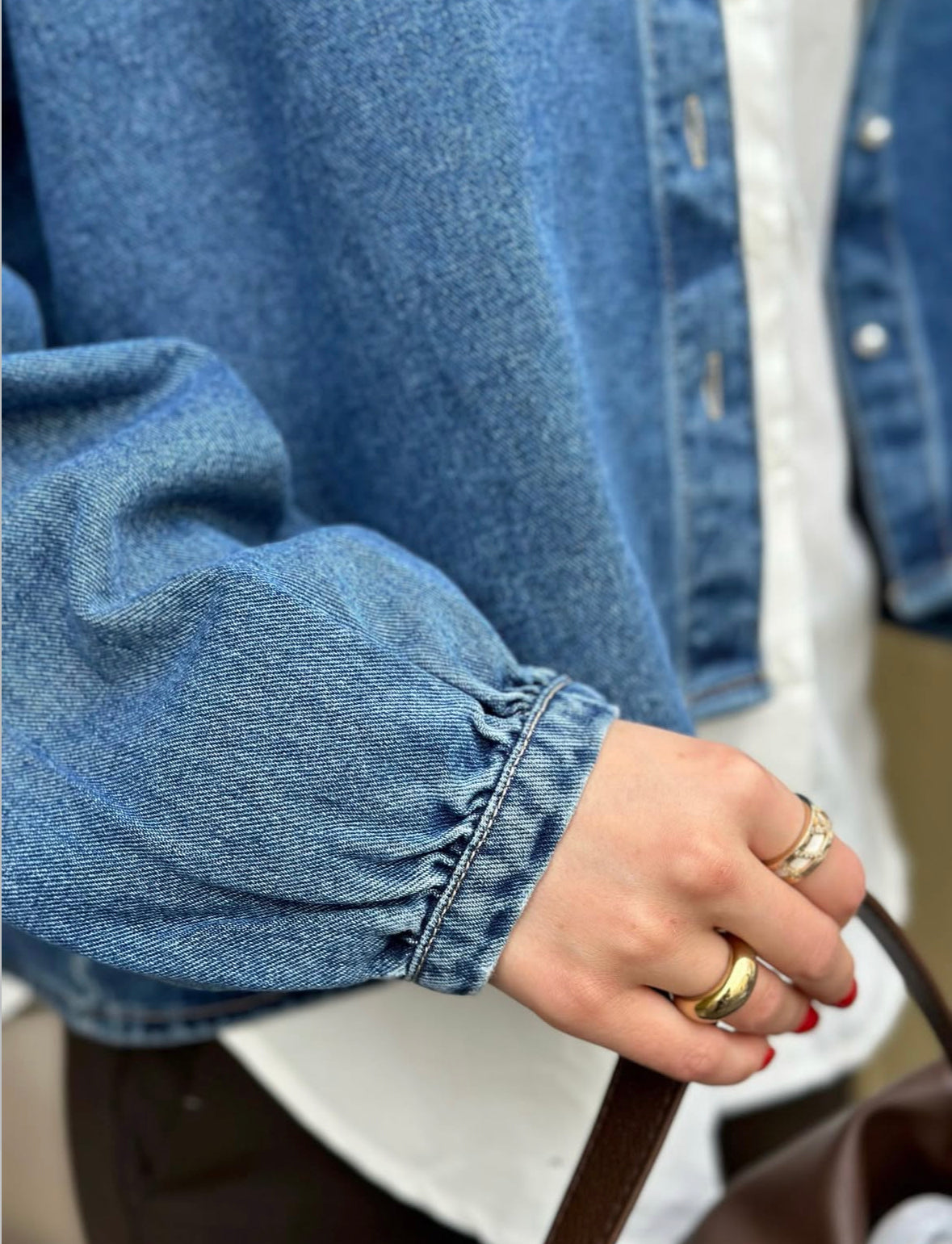 VEROMODA - ELORA LS DENIM SHIRT - MEDIUM BLUE DENIM