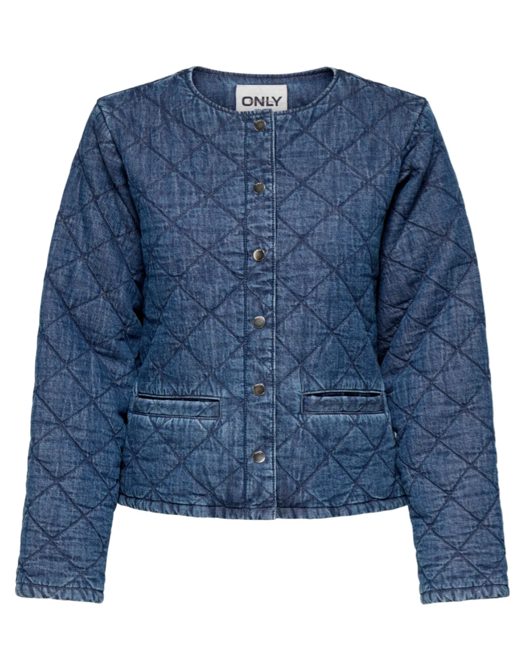 ONLY - ROSA L/S QUILT DENIM JACKET - MEDIUM BLUE DENIM