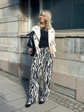 VEROMODA - JESMIL O HW WIDE PANTS - SILVER LINING/SINA ZEBRA