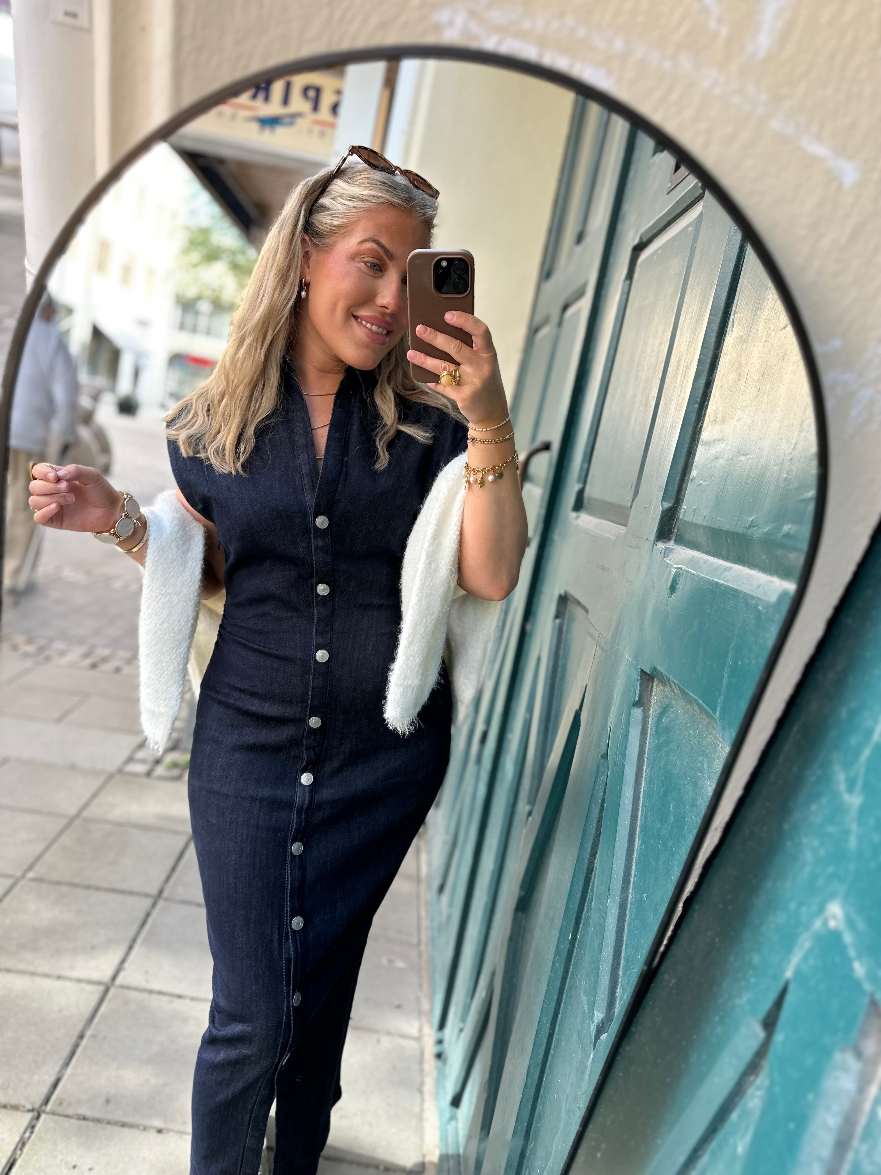 ONLY - BABE CAPSLEEVE MIDI DRESS - DARK BLUE DENIM
