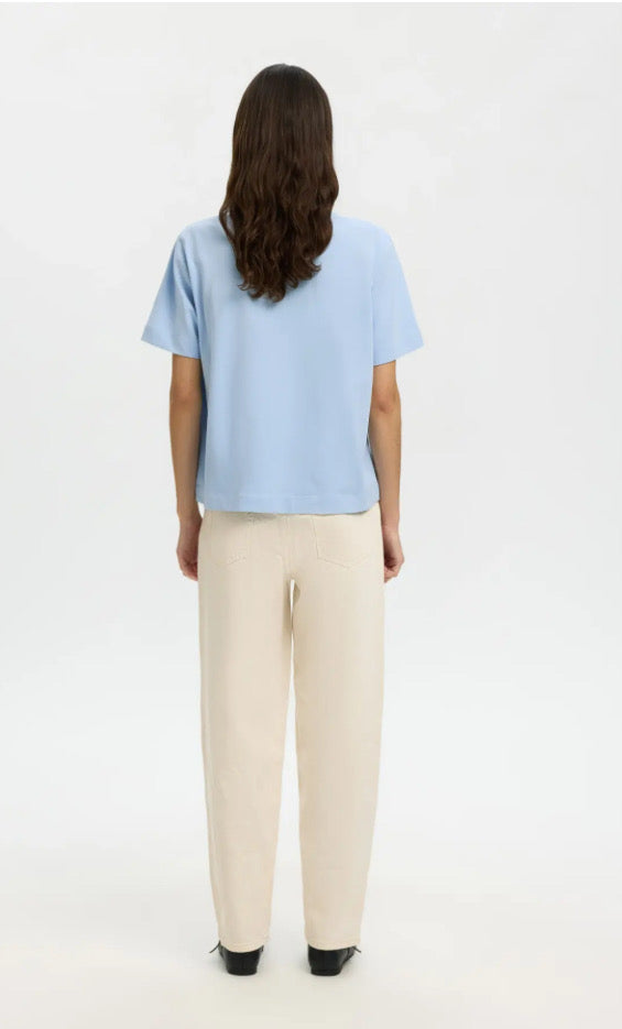 SELECTED FEMME - ESSENTIAL SS BOXY TEE - CASHMERE BLUE