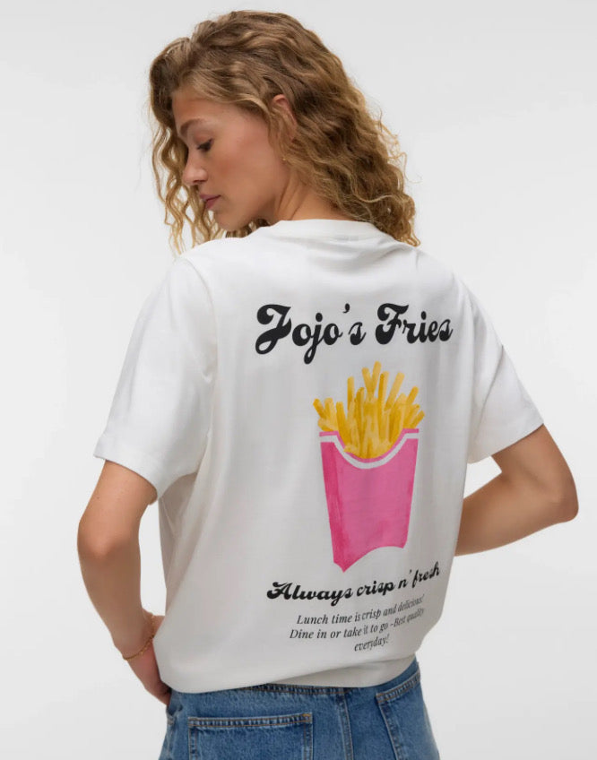 VEROMODA - ZANDRA CATY SS TOP BOX - SNOW WHITE/ JOJOS FRIES