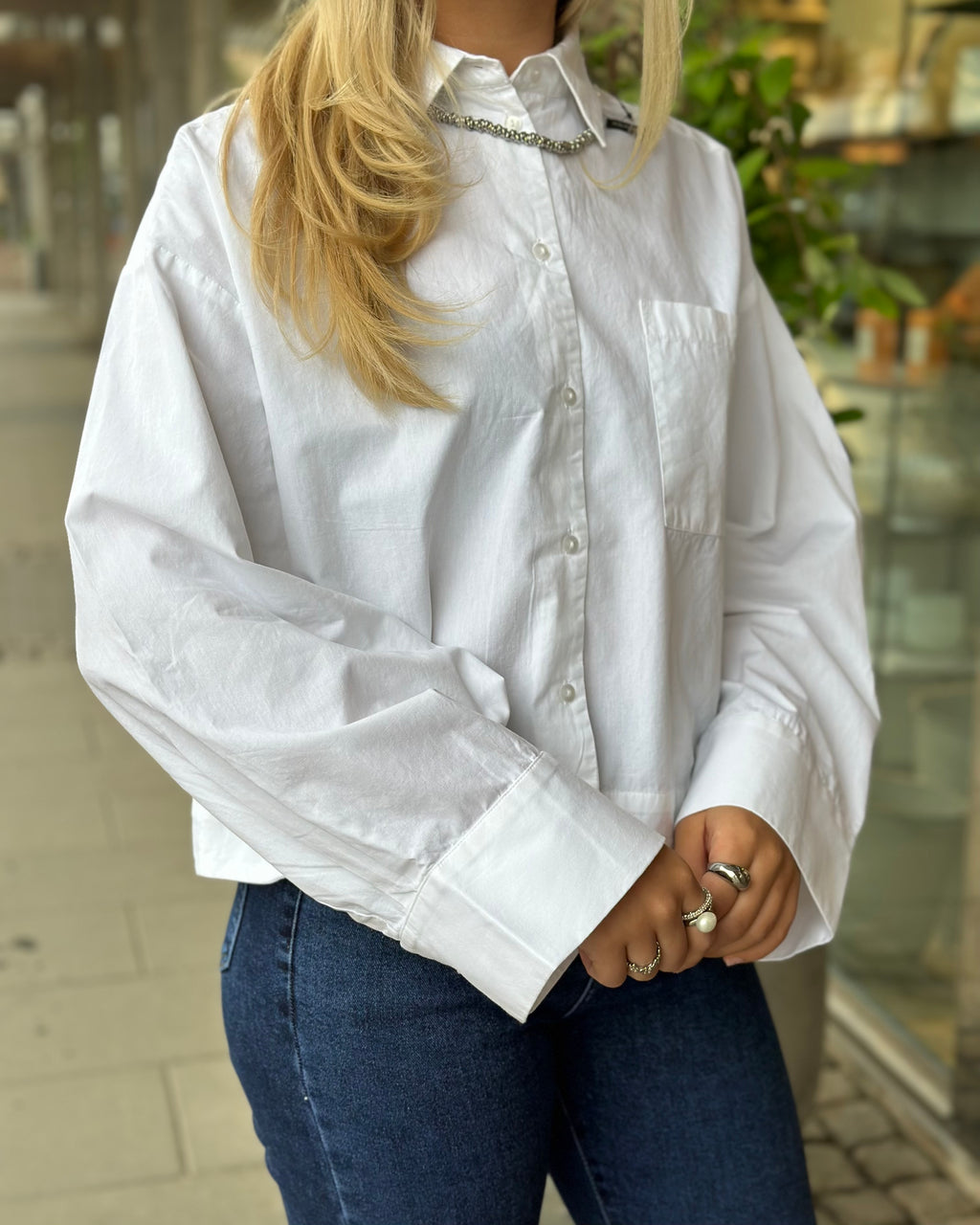 SELECTED FEMME - FASTHA LS CROPPED BOXY SHIRT - BRIGHT WHITE