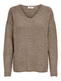 ONLY - CAMILLA V-NECK L/S PULLOVER KNIT - CARIBOU MELANGE