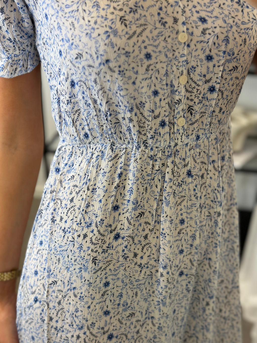 ONLY - CHINTI S/S LONG DRESS - CLOUD DANCER/VIOLA FLOWER