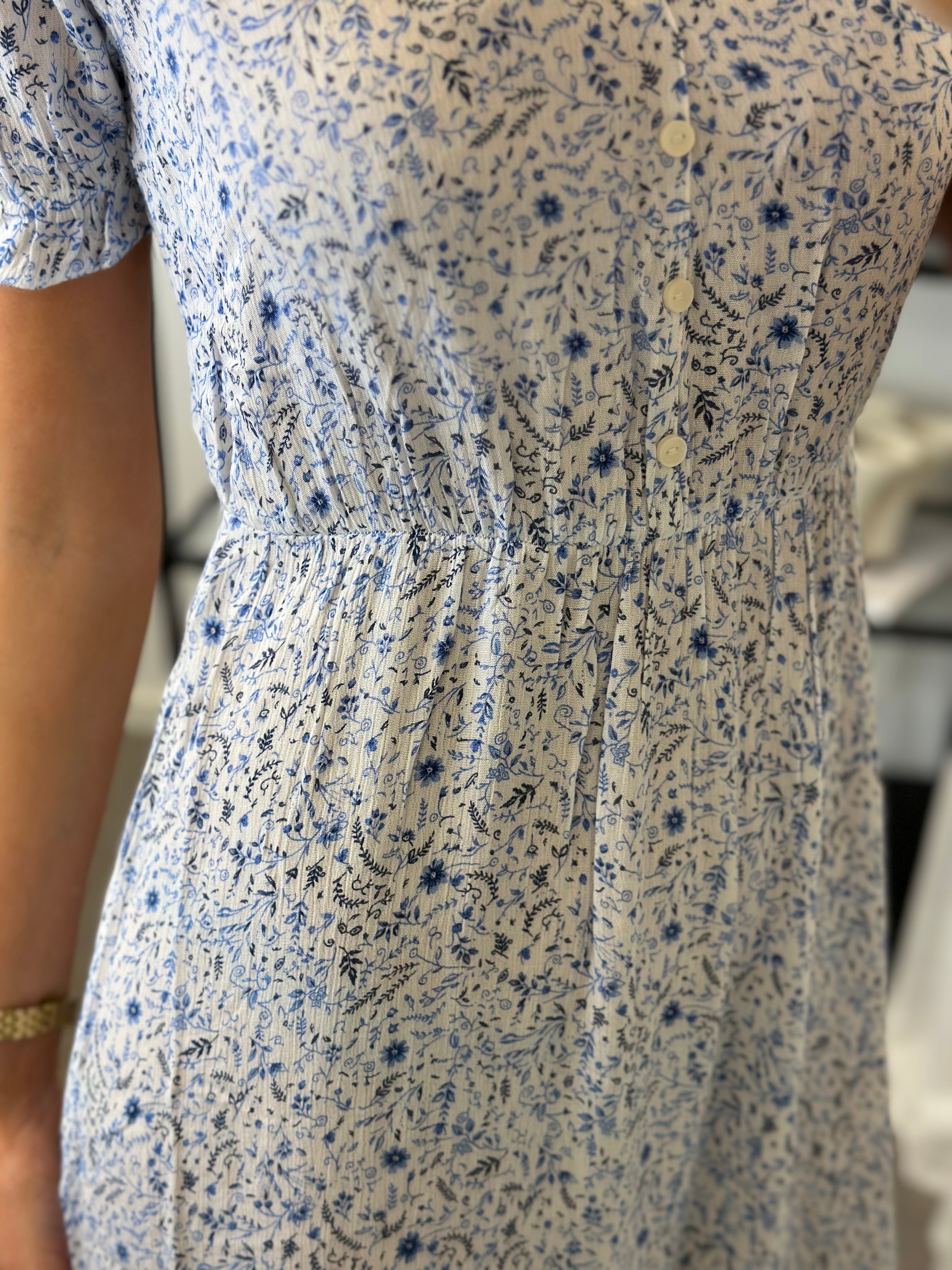 ONLY - CHINTI S/S LONG DRESS - CLOUD DANCER/VIOLA FLOWER
