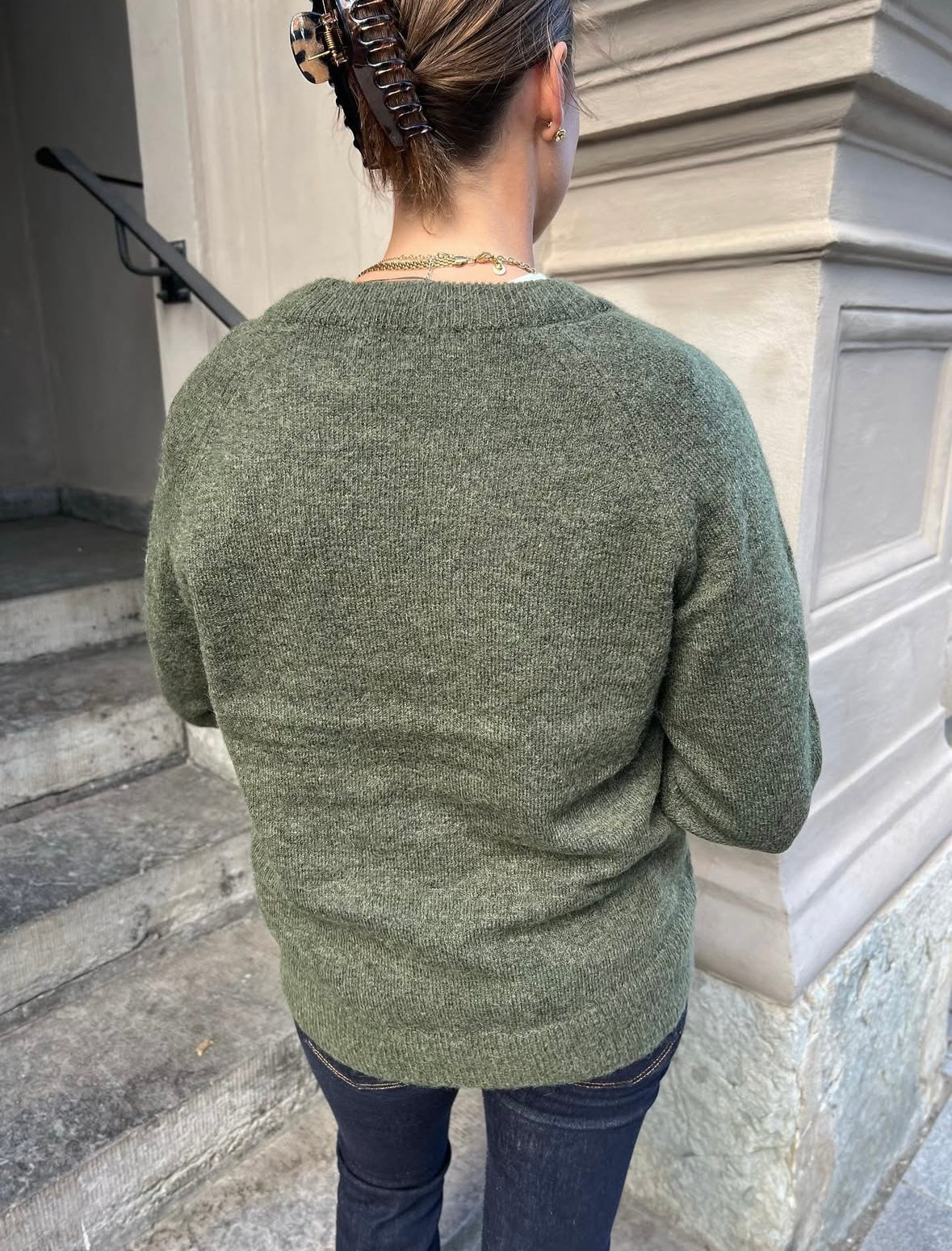 SELECTED FEMME - LULU LS KNIT O-NECK - KALAMATA