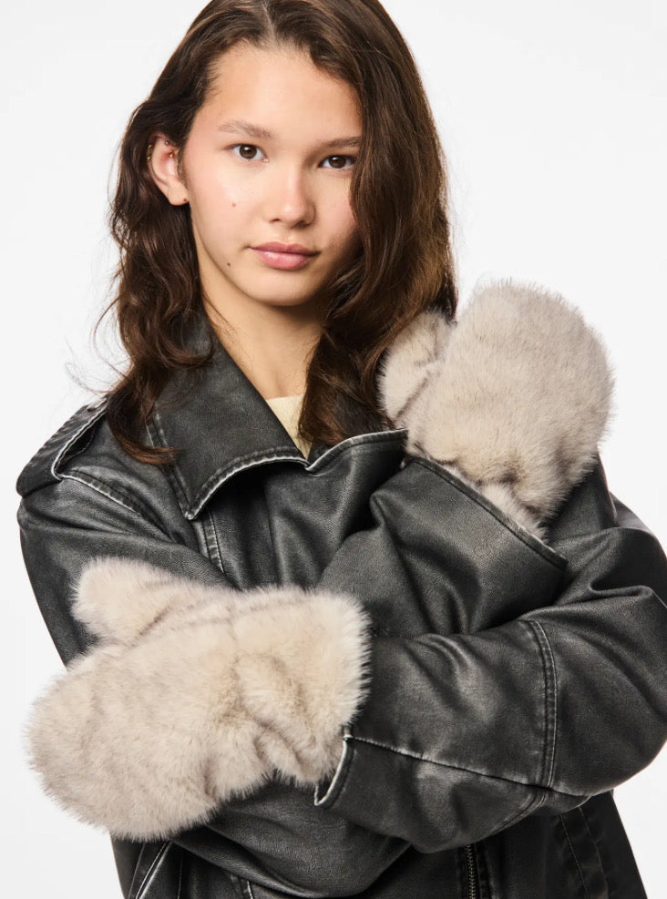 PIECES - JUTLANDIA MITTENS - GREIGE