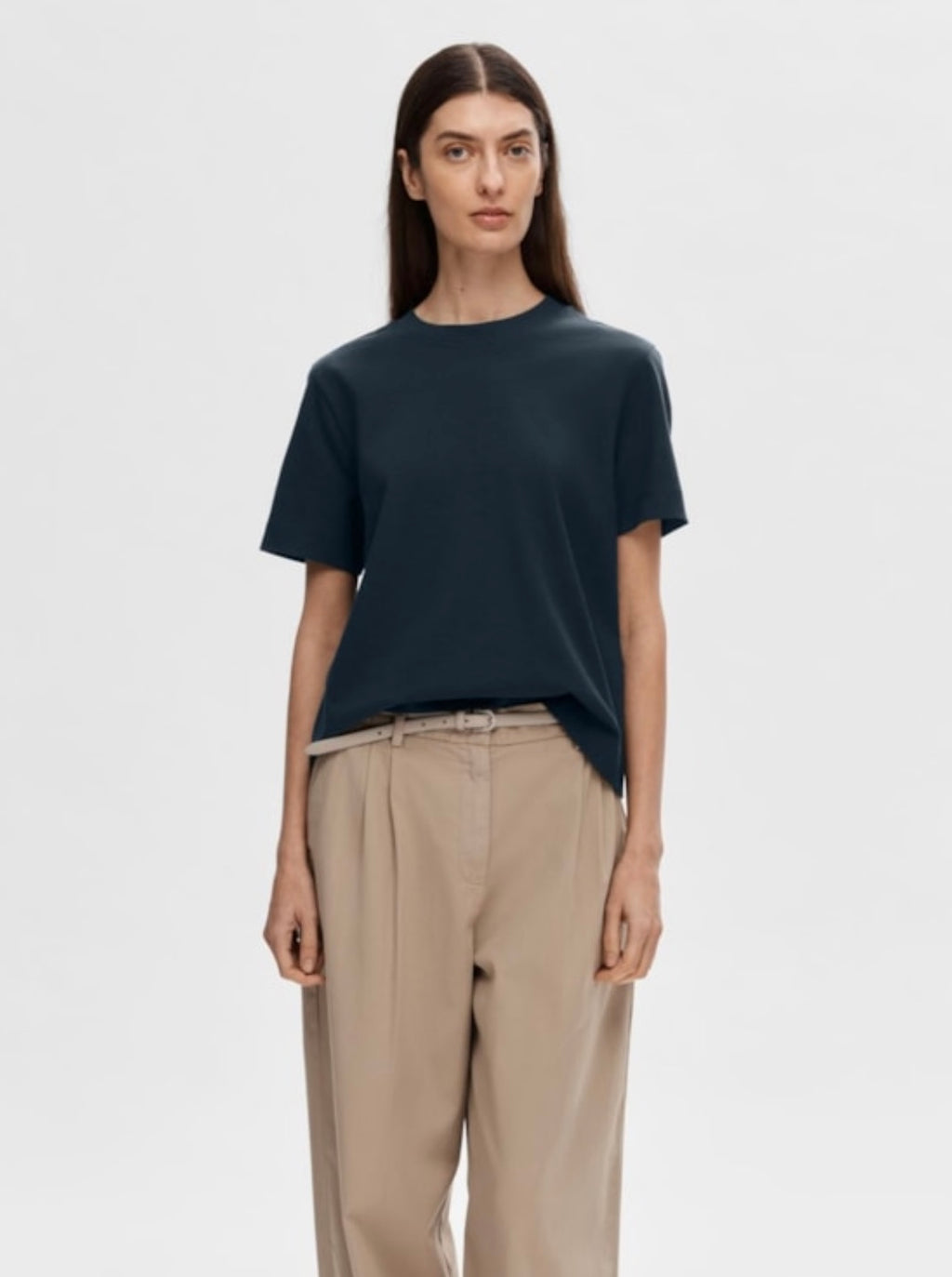 SELECTED FEMME - ESSENTIAL SS BOXY TEE - DARK SAPPHIRE