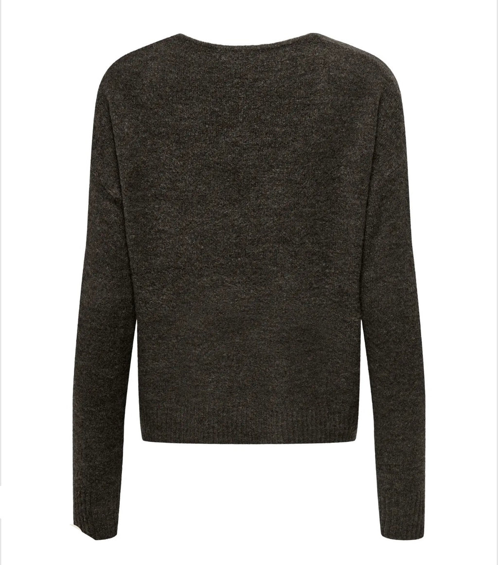 JDY - ELANORA L/S V-NECK PULLOVER - BRACKEN MELANGE