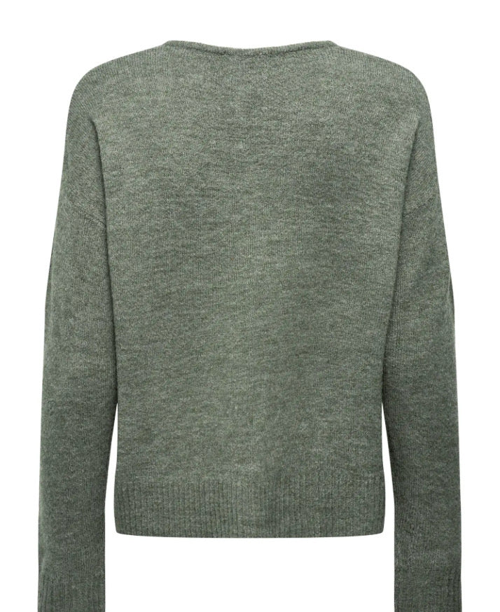 JDY - ELANORA L/S V-NECK PULLOVER - KALAMATA