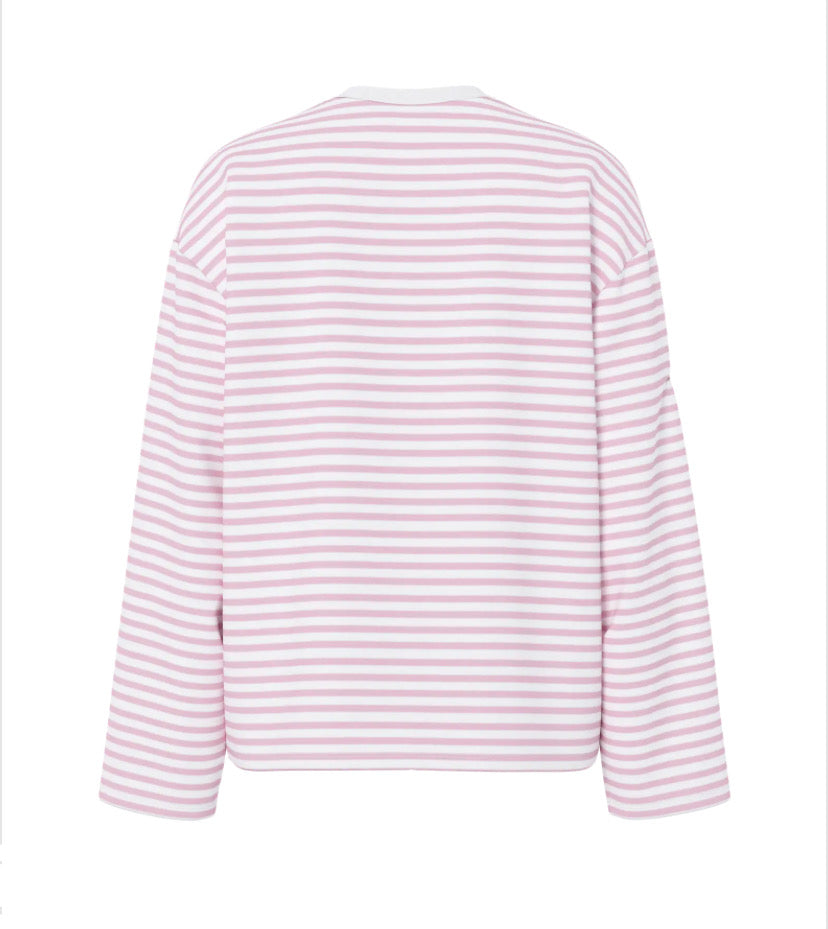 PIECES - SADIE LS TOP - BRIGHT WHITE/ROSEATE SPOONBILL