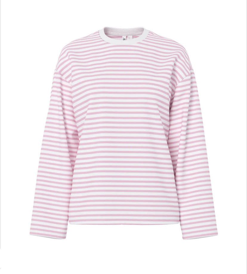 PIECES - SADIE LS TOP - BRIGHT WHITE/ROSEATE SPOONBILL