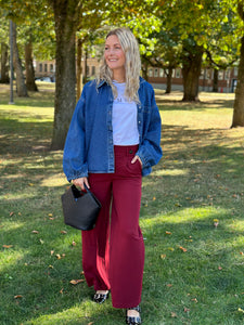 JDY - GEGGO LIFE NEW LONG PANT - CABERNET/BLACK BUTT