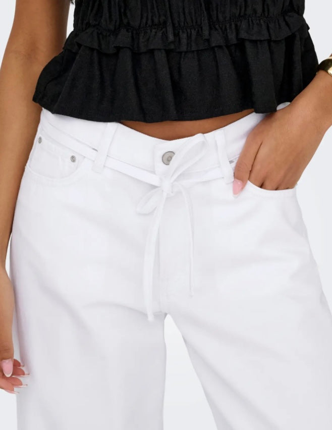 ONLY - GIANNA MW STRAIGHT DOT 211 - WHITE DENIM