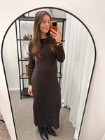 Ladda upp bild till gallerivisning, ONLY - ASTA LS O-NECK DRESS - COFFEE BEAN/MELANGE
