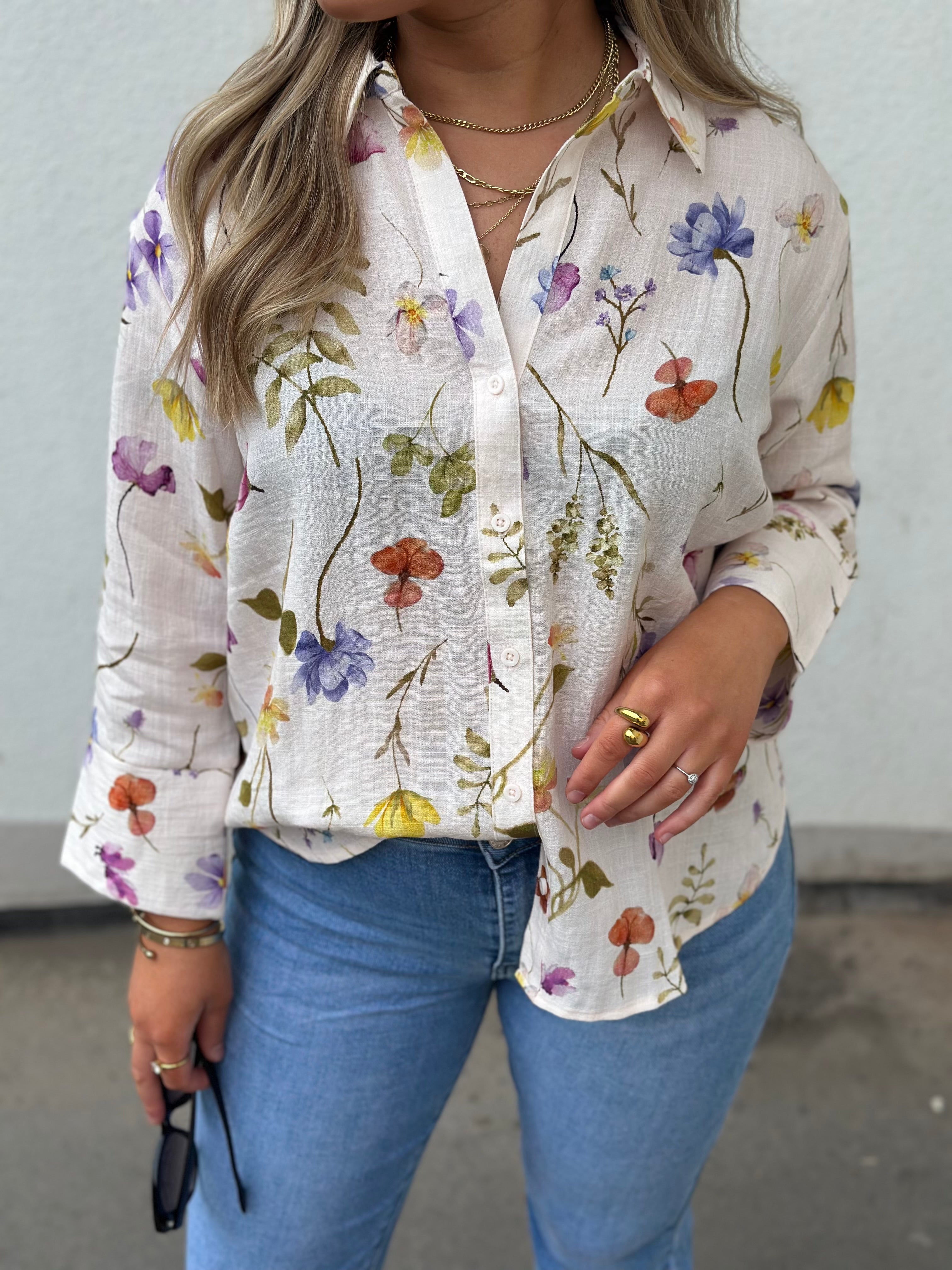 JDY - VIOLA LIFE 3/4 SHIRT - PRISTINE GARDEN FLOWER