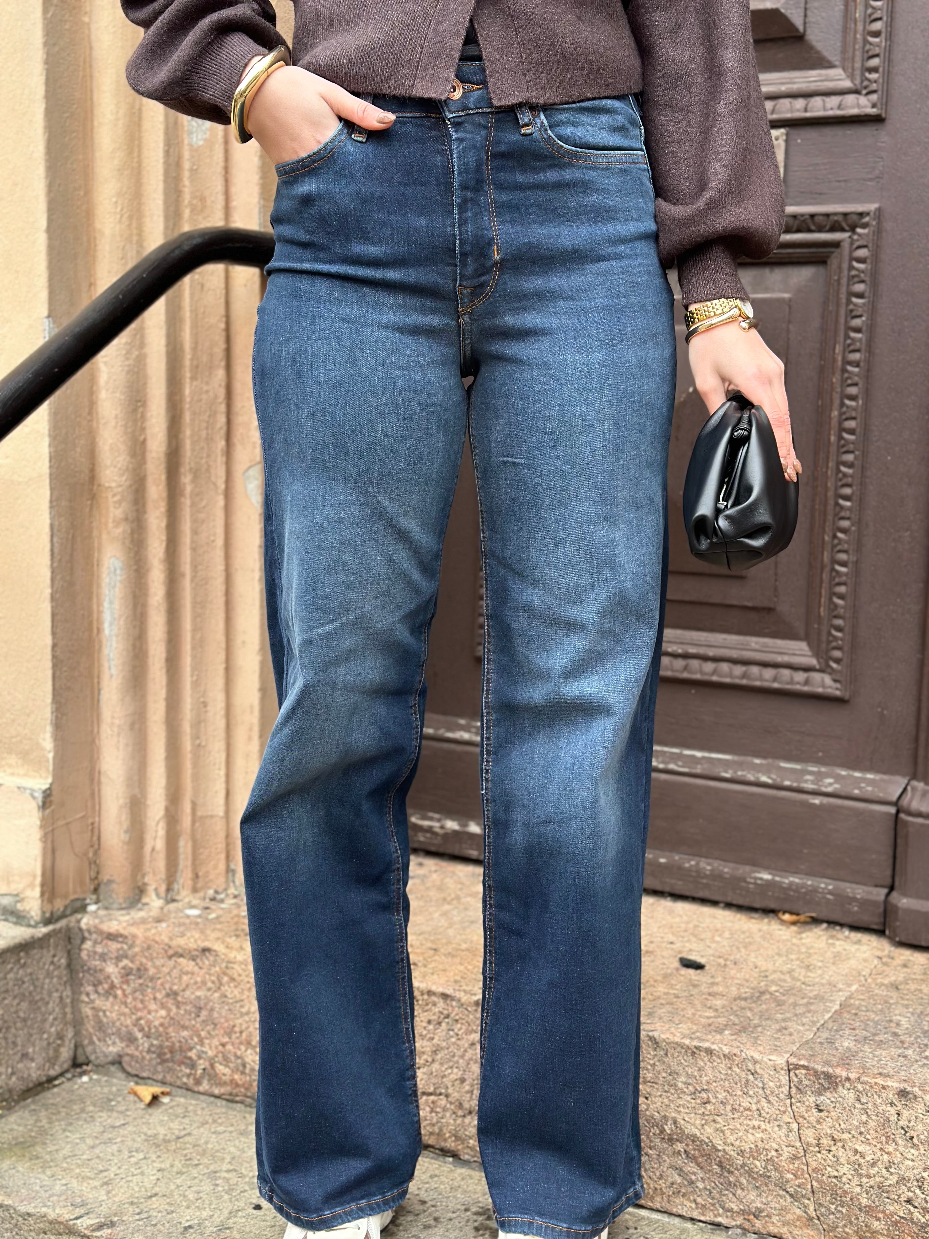 ONLY - MADISON BLUSH HW WIDE - DARK BLUE DENIM