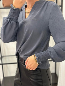 ONLY - METTE V-NECK LS SMOCK TOP - OMBRE BLUE