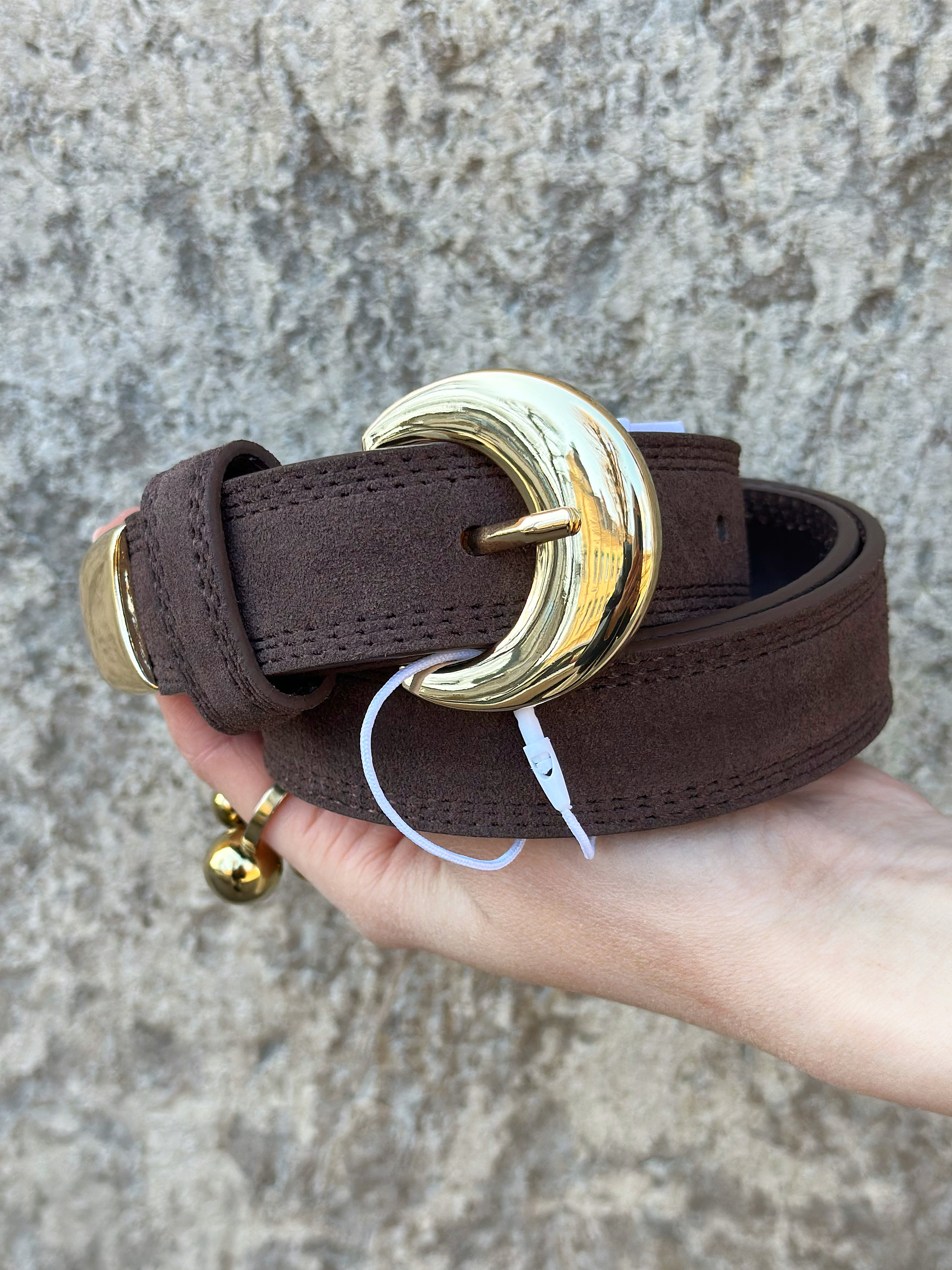 PIECES - BIRIA SUEDE JEANS BELT - COFFEE QUARTZ