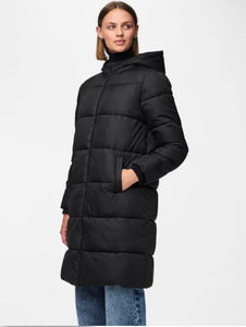 PIECES - BEE LONG NEW PUFFER JACKET - BLACK