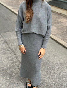 JDY - LIFE LONG SKIRT - MEDIUM GREY MELANGE