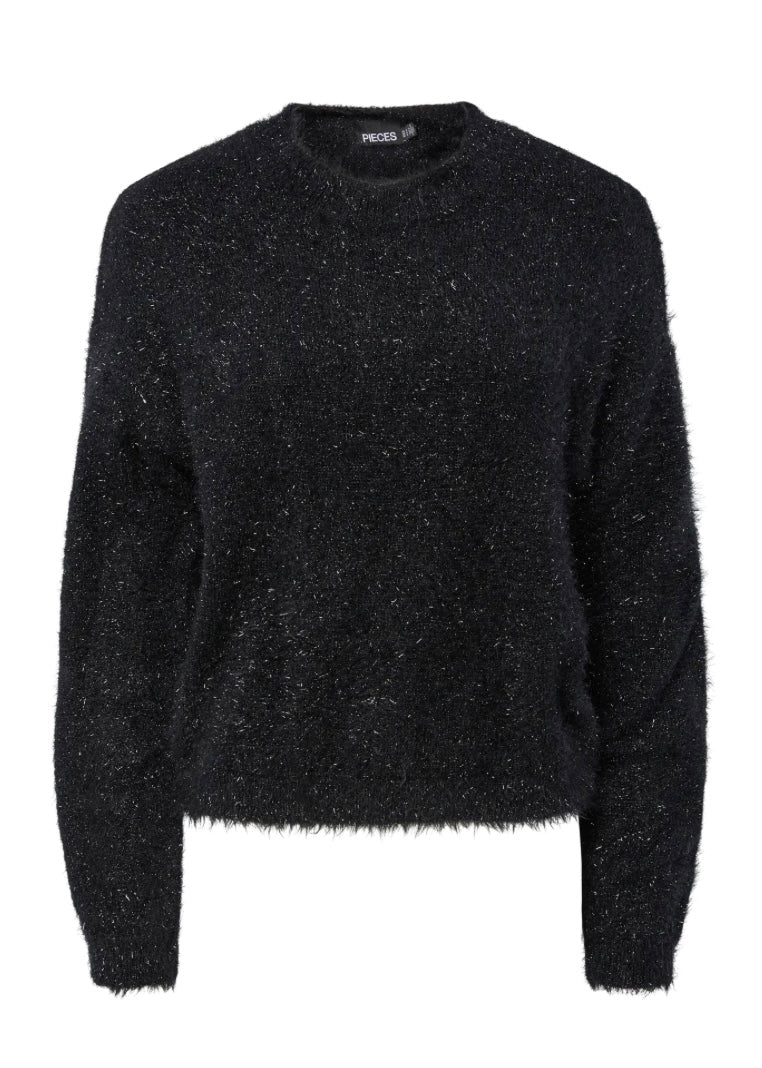 PIECES - MIE LS O-NECK KNIT - BLACK