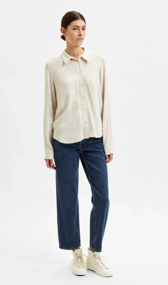 SELECTED FEMME - VIVA LS SUN SHIRT - SANDSHELL
