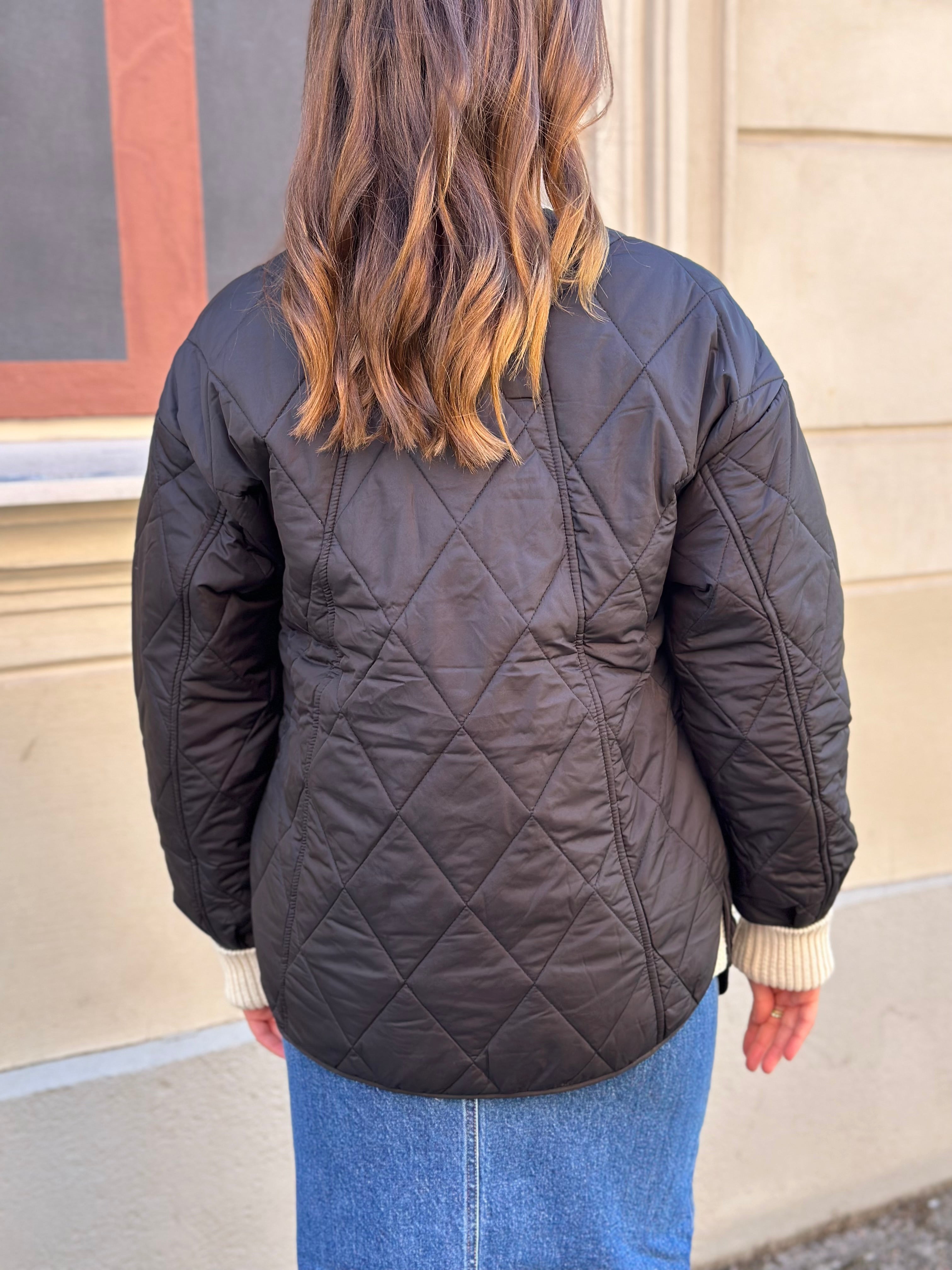 PIECES - STELLA QUILTED JACKET - BLACK