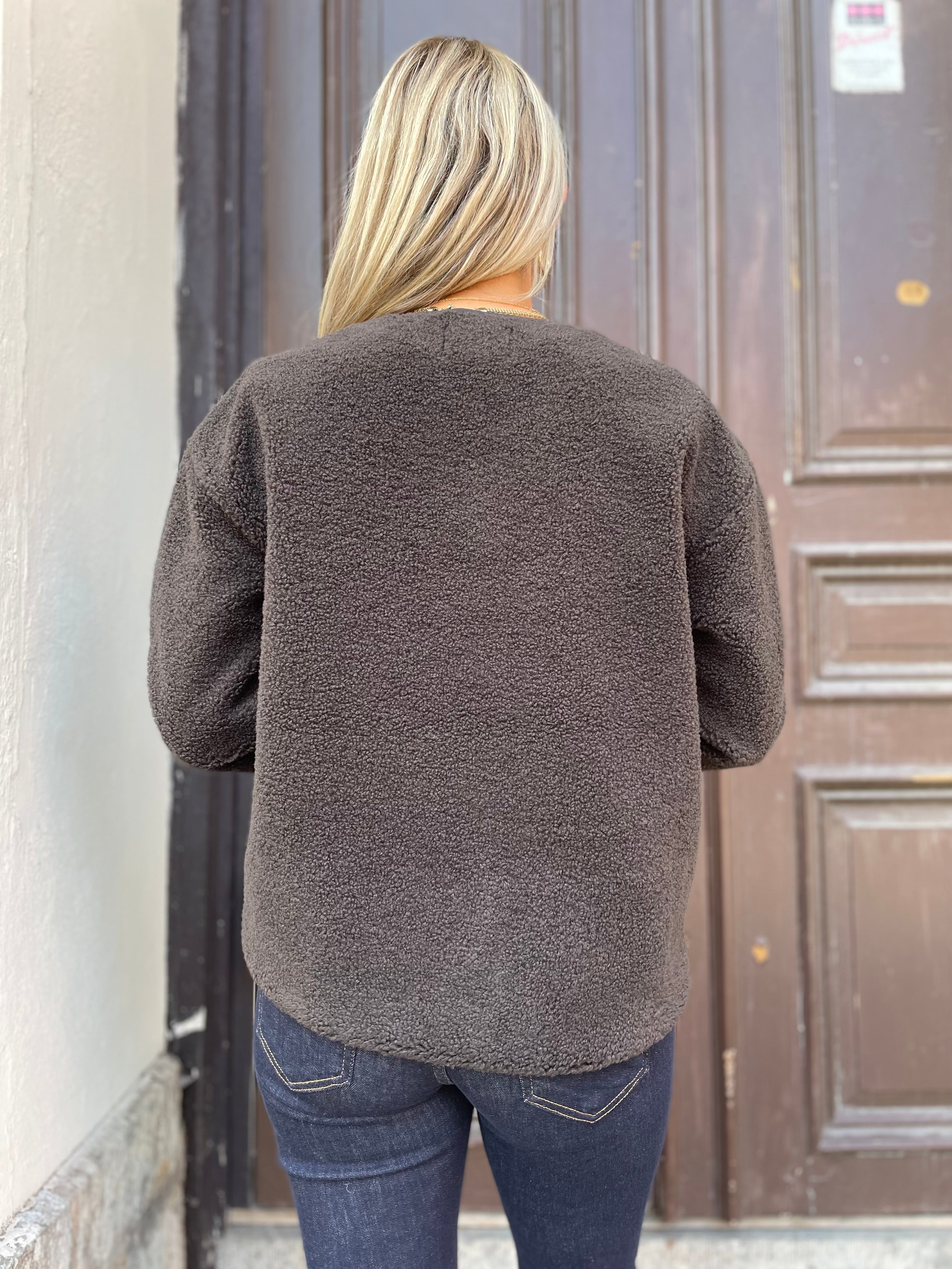 JDY - TELLA L/S TEDDY JACKET - MULCH
