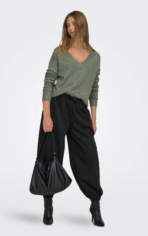 JDY - ELANORA L/S V-NECK PULLOVER - KALAMATA