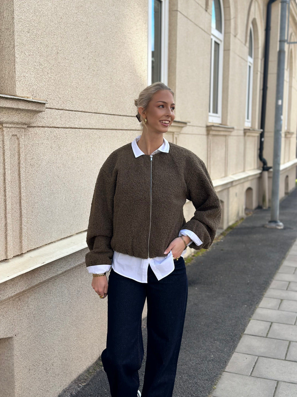 PIECES - ALISON BALLOON BOMBER JACKET - CORCODILE/MELANGE