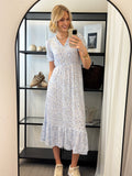 ONLY - CHINTI S/S LONG DRESS - CLOUD DANCER/VIOLA FLOWER
