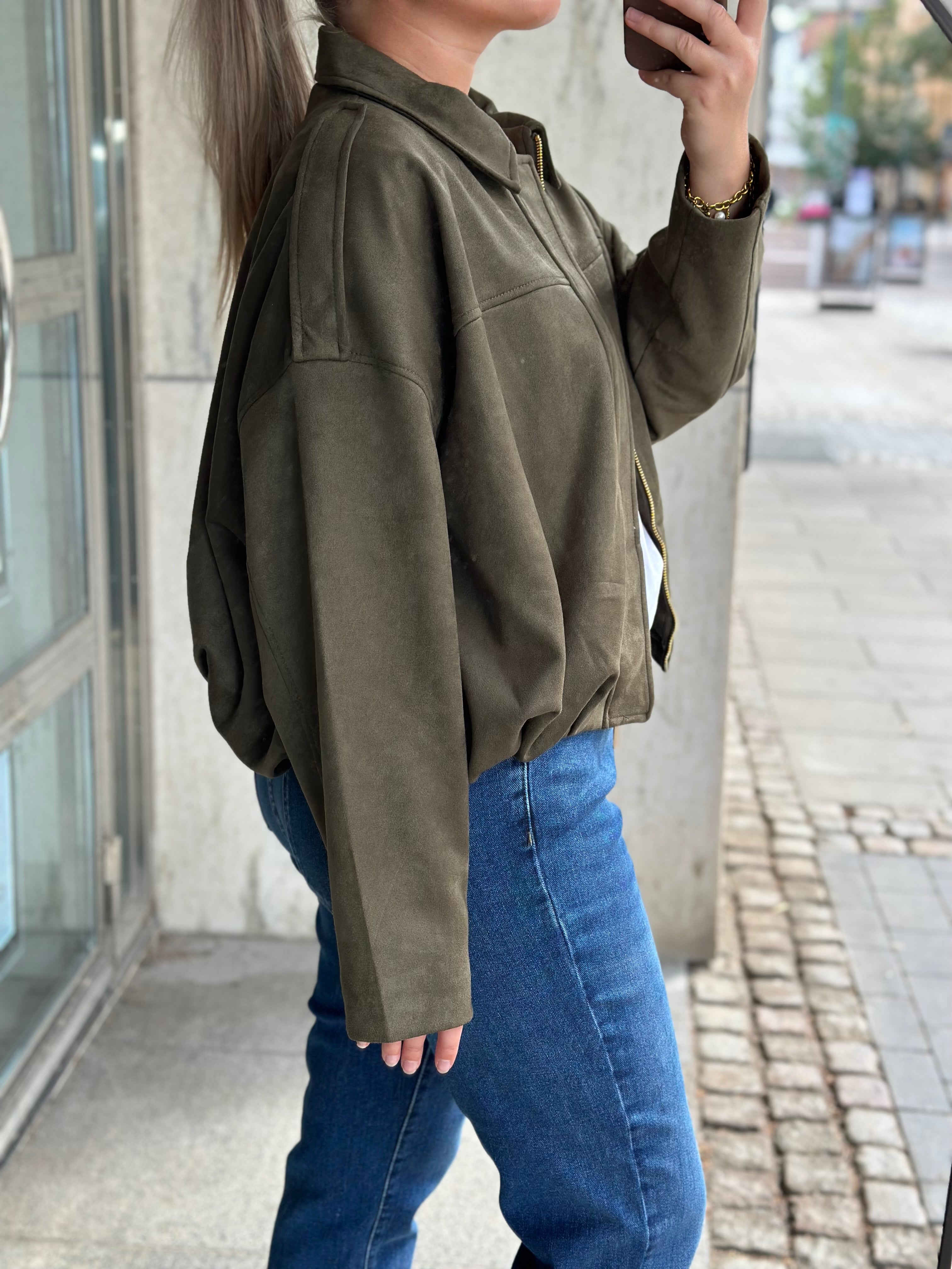 ONLY - MOON-STINA FAUX SUEDE BOMBER JACKET - GRAPE LEAF