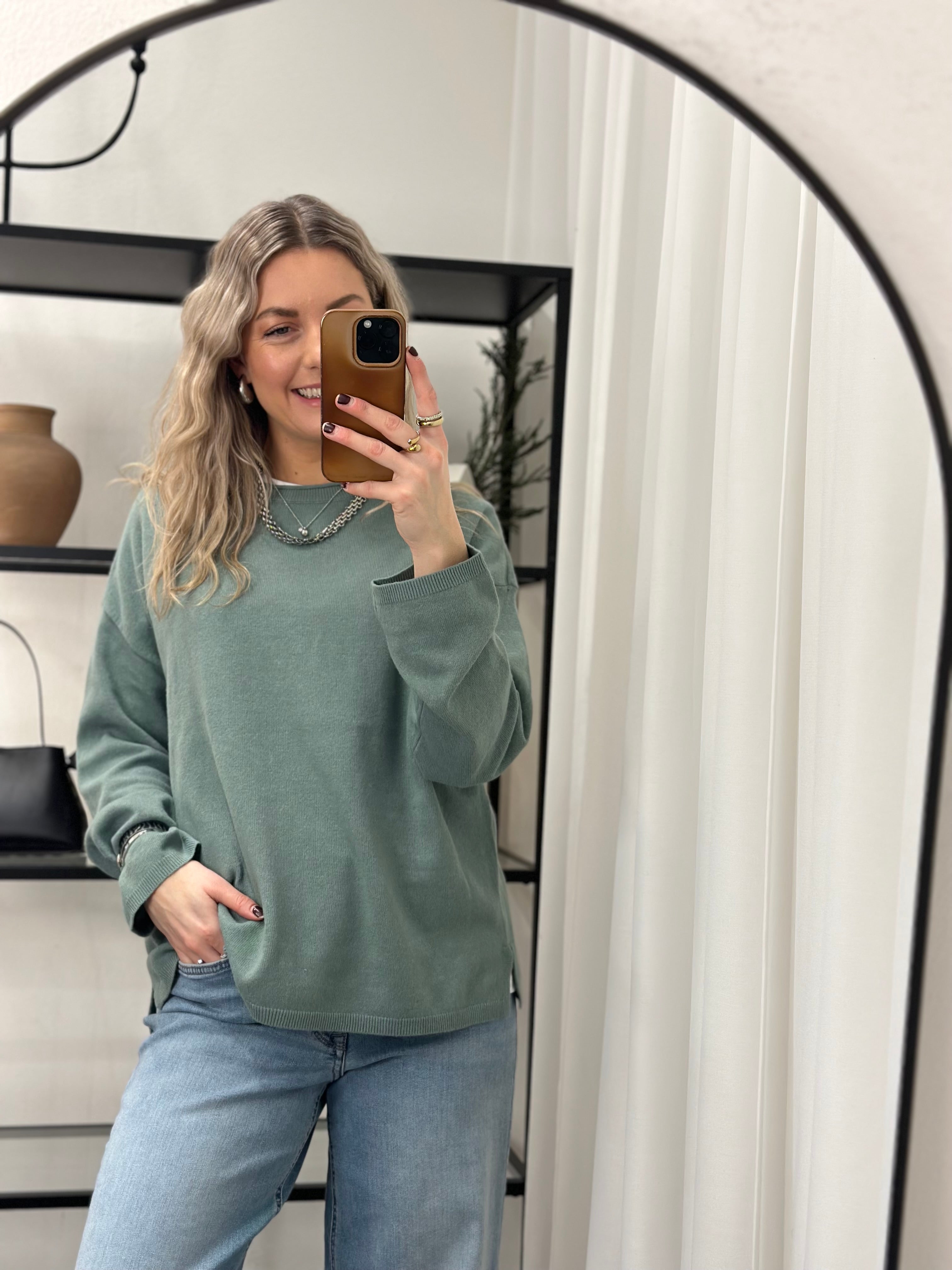 ONLY - LOYAL AMALIO LIFE LS O-NECK - CHINOIS GREEN/MELANGE