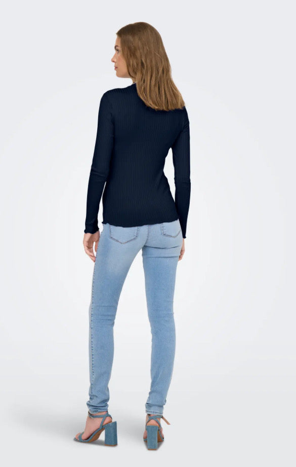 JDY - FRANSISKA L/S HIGHNECK TOP - NAVY BLAZER