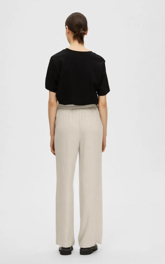 SELECTED FEMME - VIVA-GULIA HW LONG SUN PANT - SANDCHELL