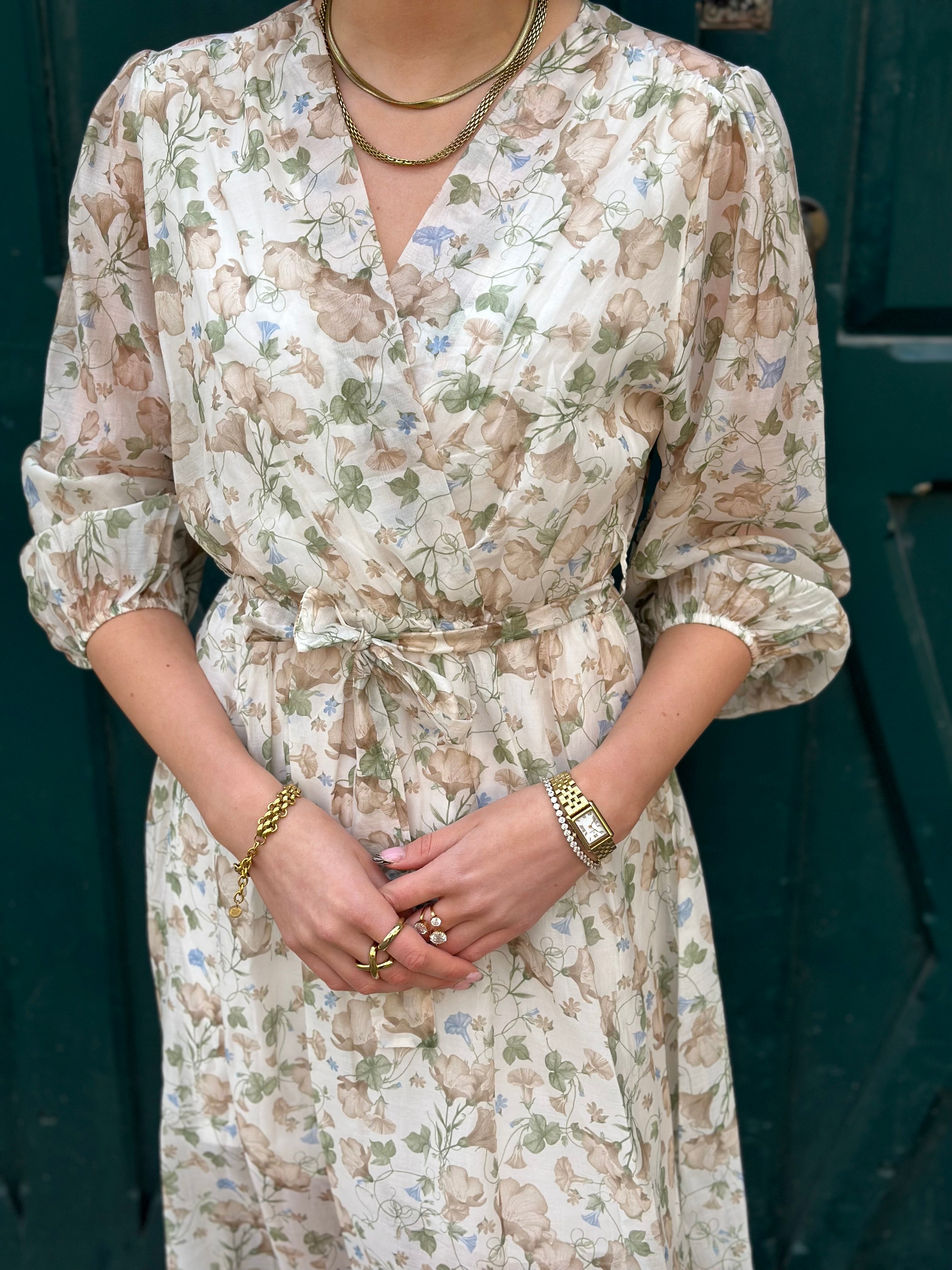 JÖRLEVIK - FLOWER DRESS - BEIGE