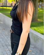 Ladda upp bild till gallerivisning, PIECES - MADISON SL DRAPED TOP - BLACK
