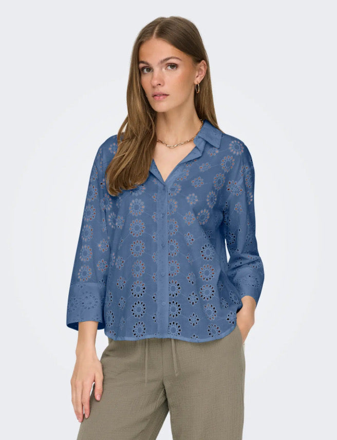 JDY - TALLIE 3/4 LONG SHIRT - VINTAGE INDIGO