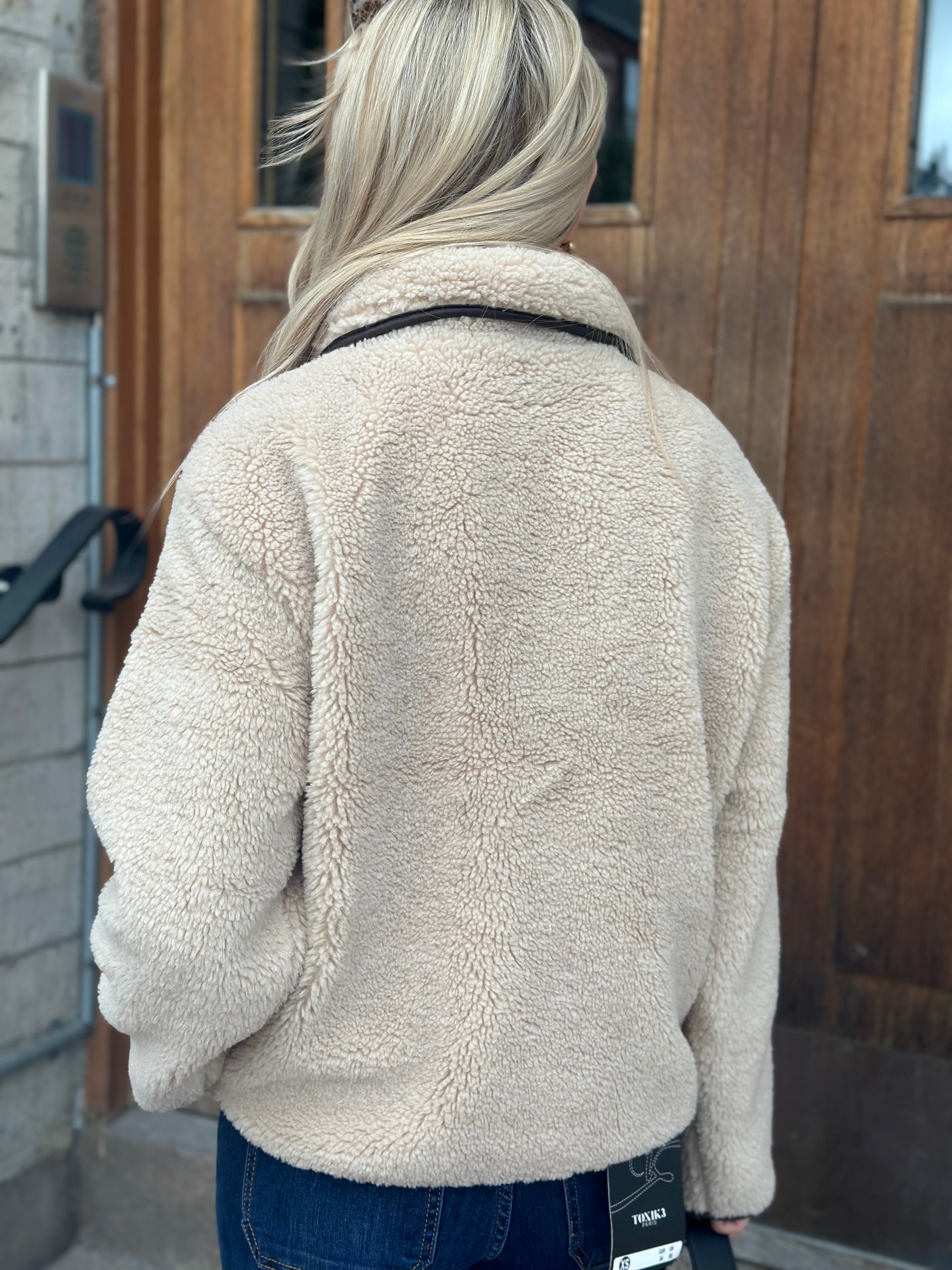 JDY - NORLLA LIFE TEDDY JACKET - CEMENT