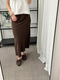 PIECES - FRANAN HW ANKLE SKIRT - HOT FUDGE