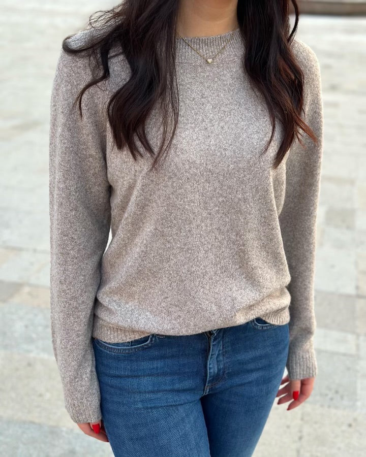 VERO MODA - DOFFY LS O-NECK BLOUSE - MOON ROCK