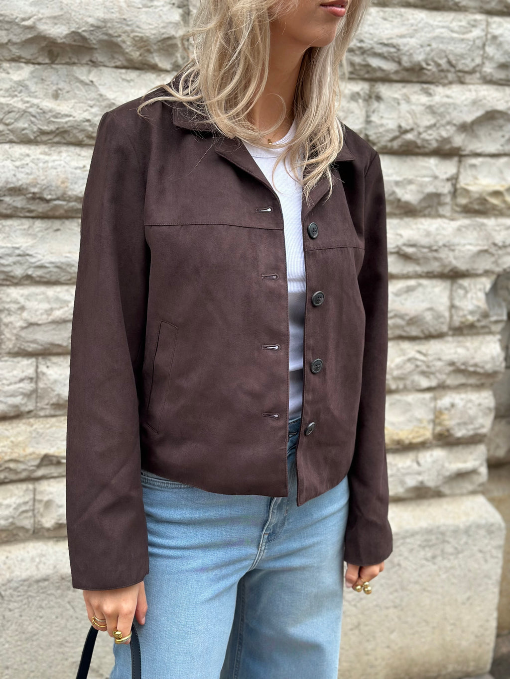 JDY - NICO FAUX SUEDE JACKET - CHOCOLATE TORTE